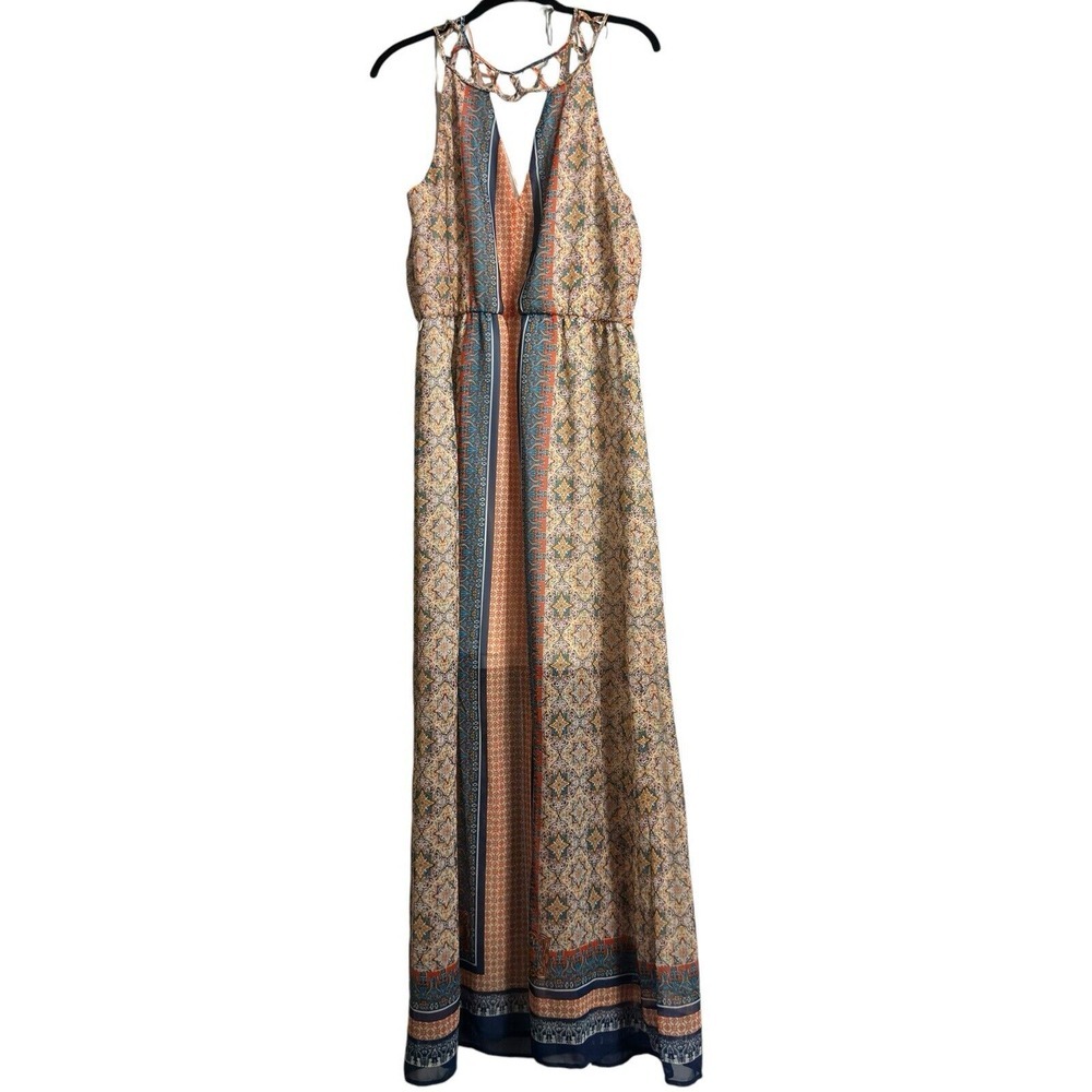 A New Approach‎ Women's Dress 12 Maxi Belt 1Neck Cutout  Sleeveless Long  Boho